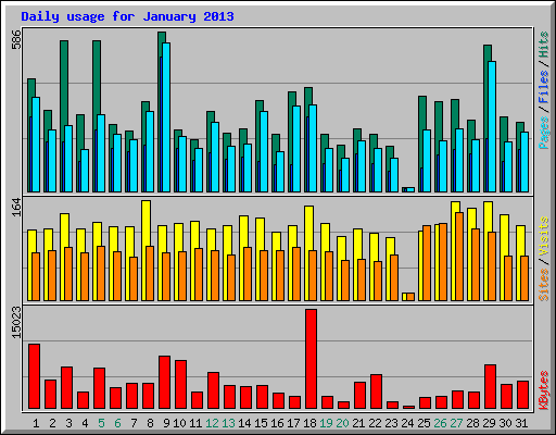 Daily usage for January 2013