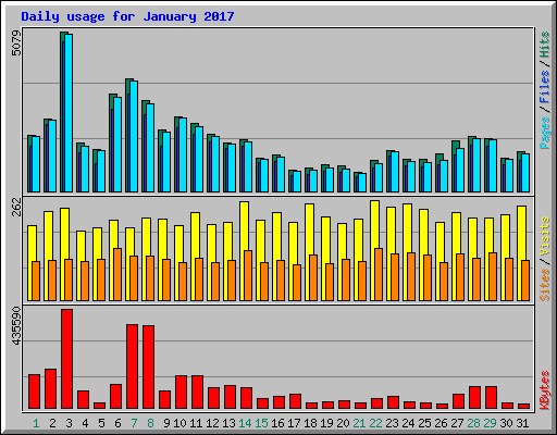 Daily usage for January 2017