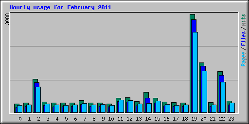 Hourly usage for February 2011